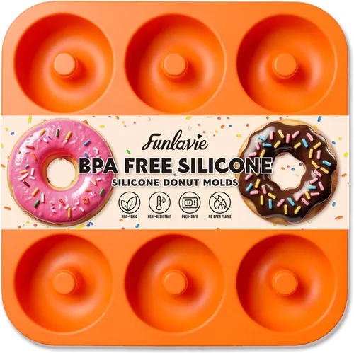 Miniatura 10 de Molde grande de silicona para donas para hornear, 9 cavidades antiadherentes de silicona de grado alimenticio, molde para donas y moldes para bagel
