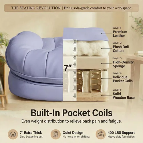 Miniatura 5 de Efomao Silla de oficina blanca grande y alta con reposapiés, silla ergonómica de respaldo alto para computadora con reposabrazos ajustables, asiento