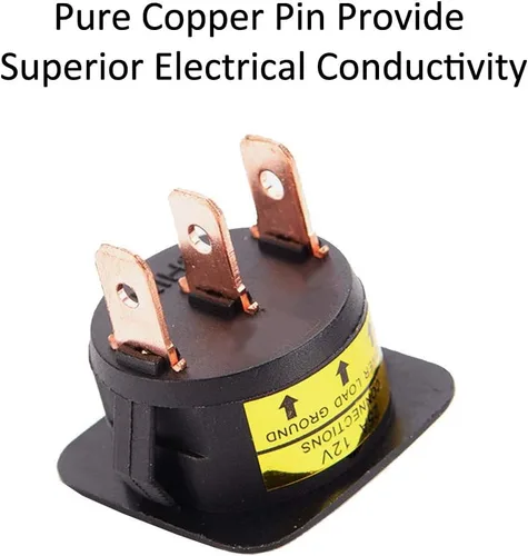 Miniatura 5 de ESUPPORT Interruptor de palanca de luz LED azul de punto redondo de 0.984 in, 12 V, 25 A, tablero de tablero de encendido y apagado, paquete de 5