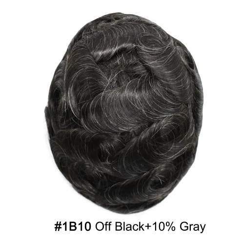 Miniatura 2 de Toupee Hair System For Men Real Human Hair Swiss Lace Mens Toupee Men Hair Replacement System Natural Hairline Mens Hairpieces 6X8"-80% light