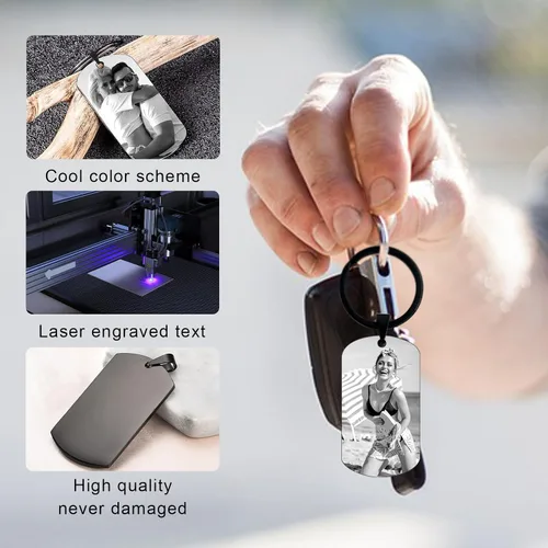 Miniatura 5 de BotheYi Llaveros personalizados con fotos personalizadas, llaveros con texto grabado, nombre de perro para novio, hombres, regalos conmemorativos