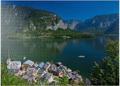 Miniatura 8 de MyPuzzle Hallstatt at Lake Hallstatt with Evangelical Christ Church, Salzkammergut - Rompecabezas prémium de 100 piezas para adultos