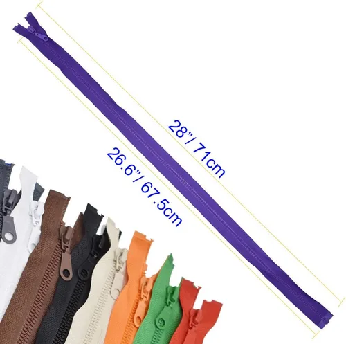 Miniatura 2 de 10 cremalleras separadoras #5 de 28 pulgadas para coser abrigos, chaquetas, cremalleras de cinta a granel, 10 colores mezclados (28 pulgadas/27.6 in)