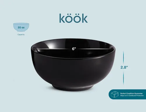 Miniatura 8 de KooK Tazones de sopa, cuenco para cereales, cerámica, cuencos para cocina, microondas, lavavajillas y congelador, platos de porcelana para pasta