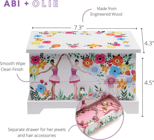 Miniatura 4 de ABI + OLIE Joyero de bailarina para niñas Joyero para niñas Joyero musical para niñas de 4 a 12 años Cajas de música para niñas Perfecto recital