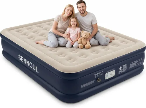 Miniatura 7 de SENNOUL Colchón de aire tamaño individual con bomba incorporada, autoinflable rápido de 2 minutos, cama inflable máxima de 13 pulgadas/550 libras