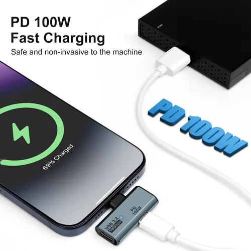 Miniatura 2 de Adaptador USB C OTG, carga PD tipo C de 100 W a divisor USB C dual para iPhone 15 Pro Max, Google TV Chromecast 2020, MacBook, Samsung Galaxy
