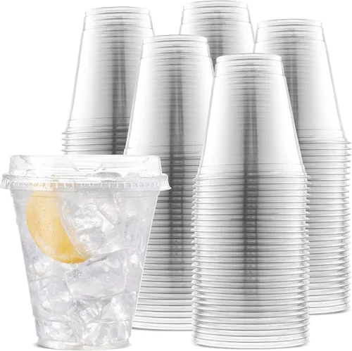 Miniatura 10 de Durameg [100 unidades – 12 onzas.] Vasos desechables de plástico PET transparente con tapas de cúpula