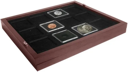 Miniatura 16 de Caja de exhibición de monedas de dos bandejas para cápsulas, certificadas, estilo losa o monedas de desafío, sin bandejas