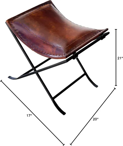 Miniatura 3 de cuero Melton - Taburete de cuero con costura lateral clásica (marrón)