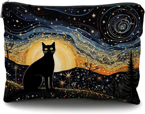 Miniatura 5 de Bolsa de maquillaje de gatos, regalos para amantes de los gatos para mujeres, regalos de gatos, bolsa de cosméticos para gatos, regalos de gatos