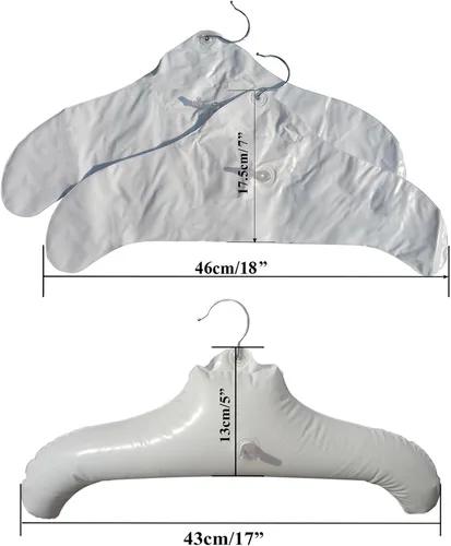 Miniatura 2 de NewFerU Perchas inflables para viajes, de 4 pulgadas, hombro redondo blanco para lavar a mano, colgar para secar ropa con gancho de metal, compacto