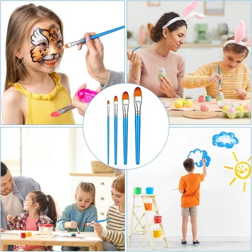 Miniatura 6 de Sherr Juego de 48 pinceles de pintura acrílica a granel, pintura de madera para detalles, manualidades, niños, artistas, adultos, acuarela, aceite