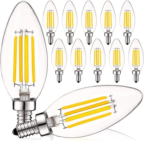 Miniatura 16 de LUXRITE Bombilla LED de candelabro vintage equivalente a 60 W, 550 lúmenes, 2700 K blanco cálido, bombillas LED de araña de 5 W, regulables, vidrio
