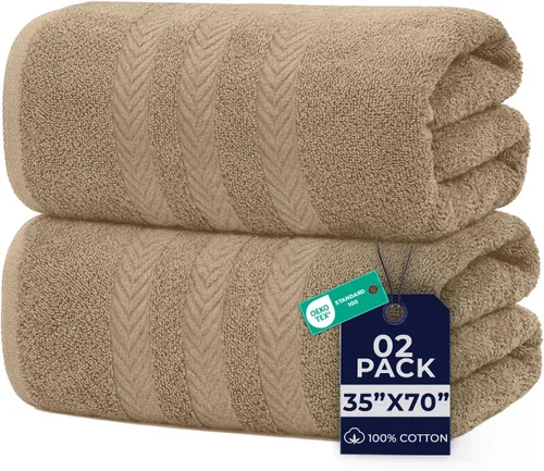 Miniatura 23 de DAN RIVER Paquete de 2 sábanas de baño de lujo 35x70, 600 g/m², toallas de 100% algodón hilado en anillo suaves y de secado rápido, ideales