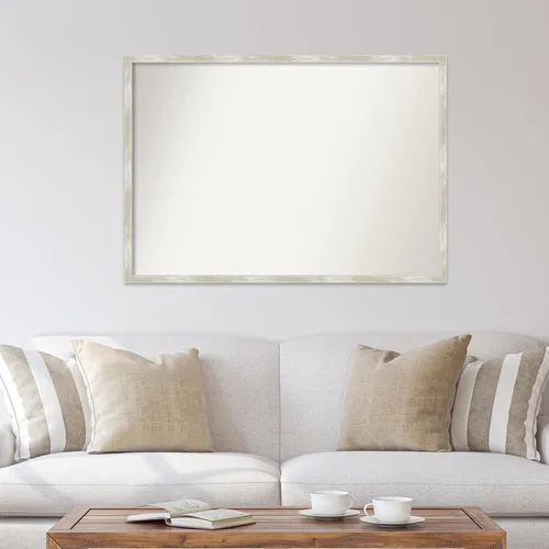 Miniatura 4 de Amanti Art Espejo de baño plateado para sobre fregadero, 34 x 48 pulgadas, espejo de tocador rectangular estrecho metálico agrietado, marco