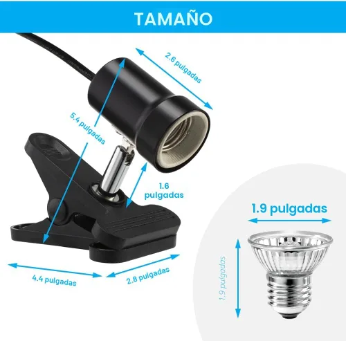 Miniatura 2 de DaToo Lámpara de Calor para Reptiles, Luz de Calentamiento Giratoria para Tortugas con Bombilla de Calor UVA UVB de 50W, Lámpara de Asoleado con Luz