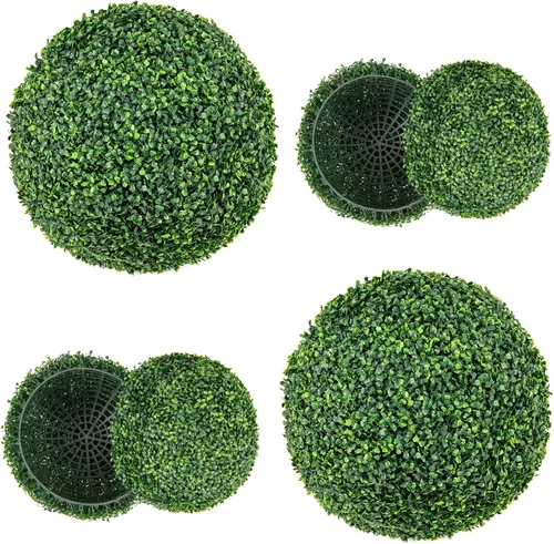 Miniatura 11 de Goplus 2 bolas topiarias artificiales de 15.7 pulgadas, bolas redondas de boj de imitación para exteriores, esferas de jardín decorativas