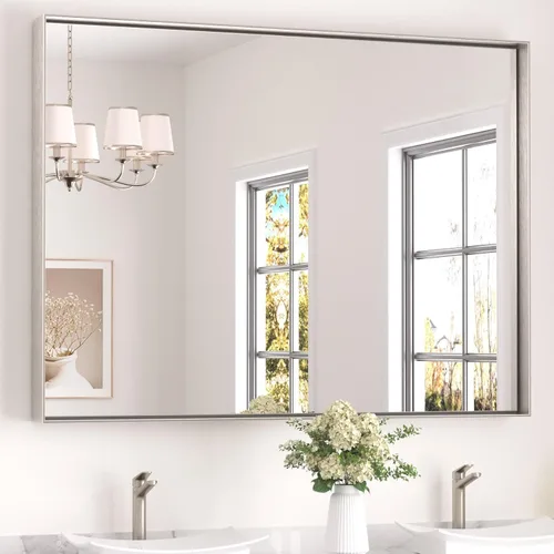 Miniatura 23 de Keonjinn - Espejo rectangular con marco negro para baño de 40 x 30 pulgadas, espejo de pared para sobre el lavabo, espejos de tocador de metal