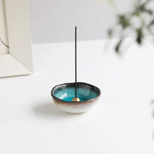 Miniatura 5 de Asayu Japan ese - Mini soporte de incienso pequeño para palos de 3.3 pulgadas (3.268 in), hecho en Japón, atrapa cenizas de cerámica y quemador