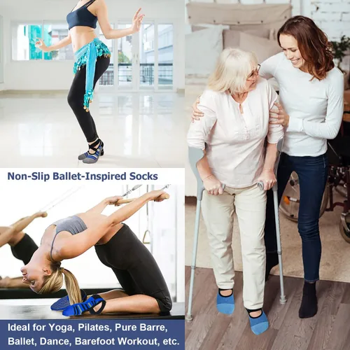 Miniatura 82 de Ozaiic - Calcetines de yoga para mujer con correas y agarres antideslizantes, ideales para pilates, Pure Barre, ballet, danza y entrenamiento