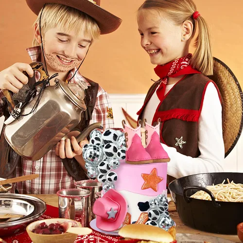 Miniatura 4 de 25 piezas de adornos para tarta de vaquera, adornos para pastel con sombrero y bota de vaquera, adorno para pastel con bola de disco, adorno