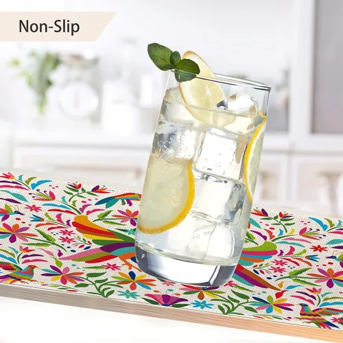 Miniatura 4 de Juego de 6 manteles individuales coloridos con diseño de pájaro mexicano, de lino étnico, lavables, resistentes al calor, para cocina, comedor
