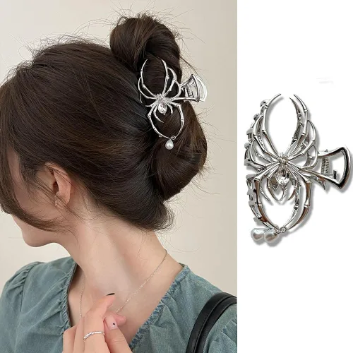 Miniatura 16 de Pinzas de pelo de mano de esqueleto de moda, grandes, sin arrugas, de metal, negro, punk, pasadores para mujeres y niñas, accesorios de peinado