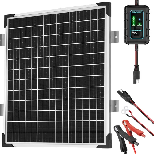 Miniatura 11 de SUNAPEX Cargador de batería solar MPPT de 15 W, cargador de batería solar impermeable de 12 V con controlador MPPT para automóvil, motocicleta
