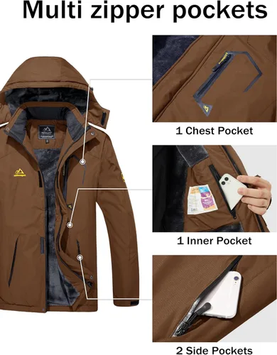 Miniatura 5 de MAGCOMSEN - Chaqueta de invierno para hombre, impermeable, abrigada, con forro polar y múltiples bolsillos