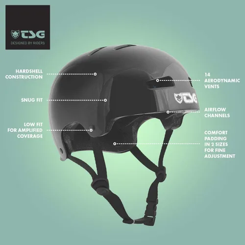 Miniatura 3 de TSG Evolution - Casco de bicicleta y patinaje para ciclismo, BMX, patinaje, patinaje, patinaje en línea, longboarding, triple certificación, Negro