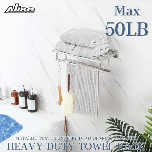 Miniatura 5 de Alise Toallero, estante para toallas con dobles barras para toallas para lavabo de baño, 16 pulgadas, SUS 304 acero inoxidable, soporte de pared