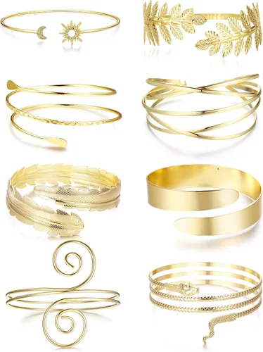 THUNARAZ Gold Arm Cuff Bracelet for Women Arm Bracelet Upper Arm Band Bangle Bracelet Minimalist Simple Adjustable Greek Armlet Wedding Party Jewelry