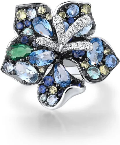 Miniatura 2 de Santuzza Anillo de plata de ley con piedras preciosas para mujer