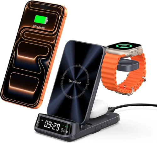 Cargador inalámbrico para iPhone 17/16/15/14/13/12, estación de carga 3 en 1 para Apple Watch 11/10/9/8/7/6, Ultra 3/2, para AirPods Pro 3/Pro