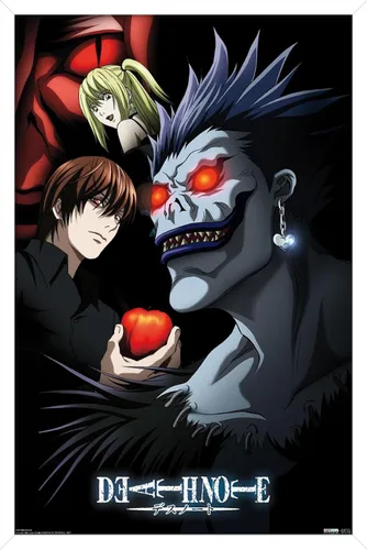 Miniatura 13 de Trends International Death Note - Póster de pared de grupo, 14.725 x 22.375 pulgadas, versión enmarcada de madera de granero