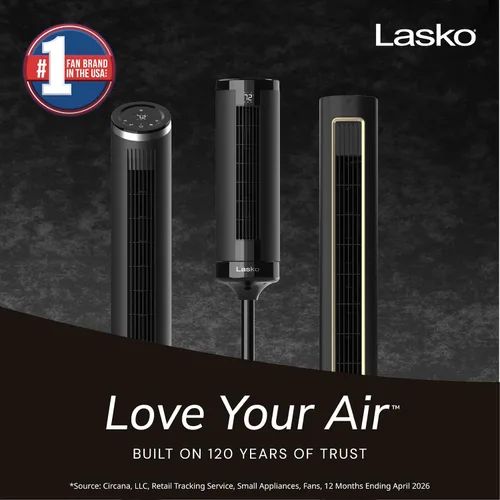Miniatura 2 de Lasko Ventilador de torre ajustable de elevación de 42 a 54 pulgadas, ventilador de pedestal, flujo de aire de 31 pies/s, silencioso 28 dB