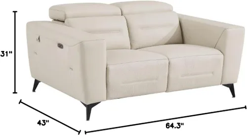 Miniatura 7 de BlackJack Furniture Ferrara - Sofá reclinable de cuero italiano de grano superior con puertos USB para cargar dispositivos, reposacabezas ajustables