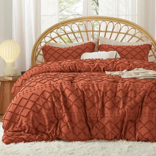 Miniatura 33 de Bedsure Juego de Edredón Tamaño Twin – Edredón beige, ropa de cama Boho con mechones estilo shabby chic para niños, juego de ropa de cama vintage