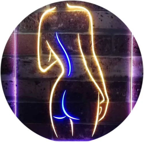Miniatura 18 de ADVPRO Señal de neón LED de doble color con texto en inglés "Lady Back", diseño de cueva sexy para niñas, color azul y rojo, 12 x 16 pulgadas, azul