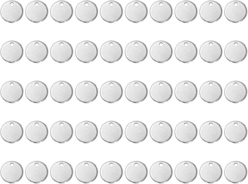Miniatura 8 de Shapenty Dijes pequeños y redondos de acero inoxidable para estampado en blanco, mini discos para pulseras, aretes, collares, dijes, joyería