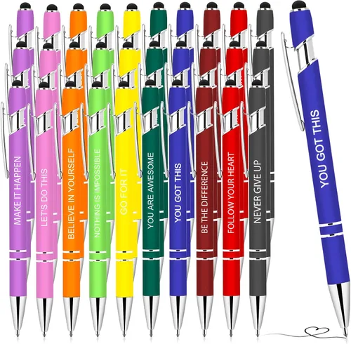 Miniatura 9 de 100 piezas bolígrafos inspiradores a granel, bolígrafo motivacional con punta stylus, bolígrafos de tinta divertidos a granel, regalos inspiradores