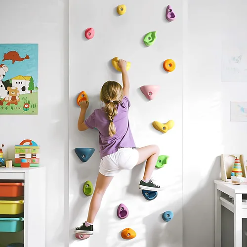 Miniatura 5 de TOPNEW Juego de 20 soportes de escalada para niños, juego de columpios, para adultos, con accesorios de montaje para pared de escalada en interiores