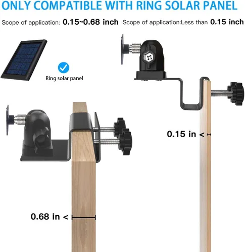 Miniatura 6 de Soporte de canalón para panel solar de anillo, soporte de panel solar OkeMeeo compatible con panel solar Arlo, Eufy, Reolink para una máxima negro