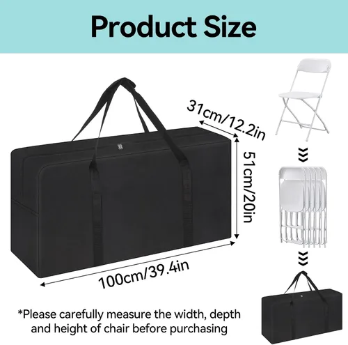 Miniatura 2 de Klmnop Bolsa de almacenamiento para sillas plegables de alta resistencia, tela Oxford 600D, funda de almacenamiento para silla grande