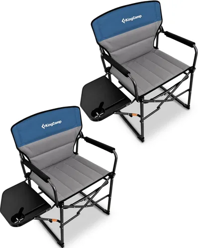 Miniatura 10 de KingCamp Silla de directores de campamento de gran tamaño para grandes y altos, sillas plegables resistentes de 440 libras con mesa auxiliar, sillas