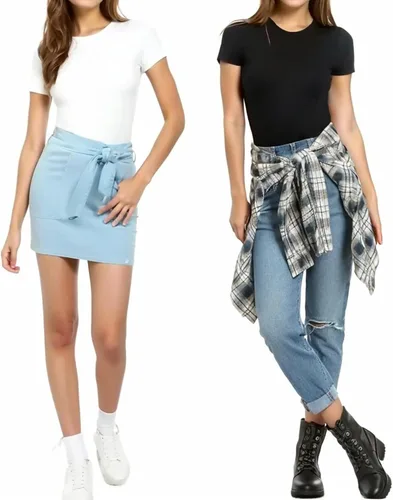 Miniatura 5 de MANGOPOP Body de Mujer con Cuello Redondo y Manga Corta, Camisetas Básicas, Tops de Body Suit