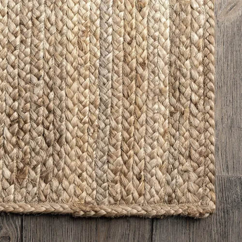Miniatura 8 de Alfombra de yute tejida a mano de 8 x 10 pies – Alfombra rústica hecha a mano de yute para interiores, diseño sostenible y ecológico que añade