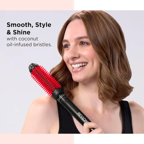 Miniatura 2 de REVLON Nuevo y Mejorado SmoothStay Cepillo para Cabello con Calefacción Infundido con Aceite de Coco Barril de 1” para Resultados Voluminosos