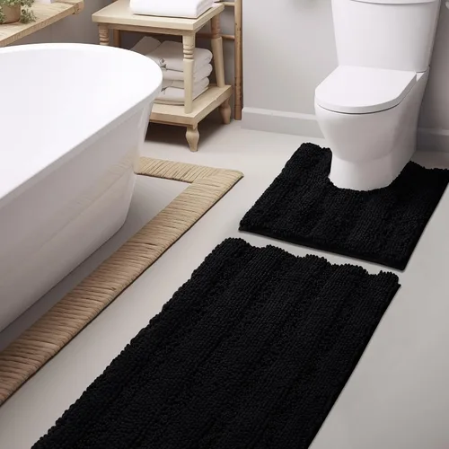 Miniatura 45 de NICETOWN Tapete negro para baño, antideslizante, suave, absorbente de agua, tapete de bajo perfil para entrada, tapete para vestíbulo, puerta